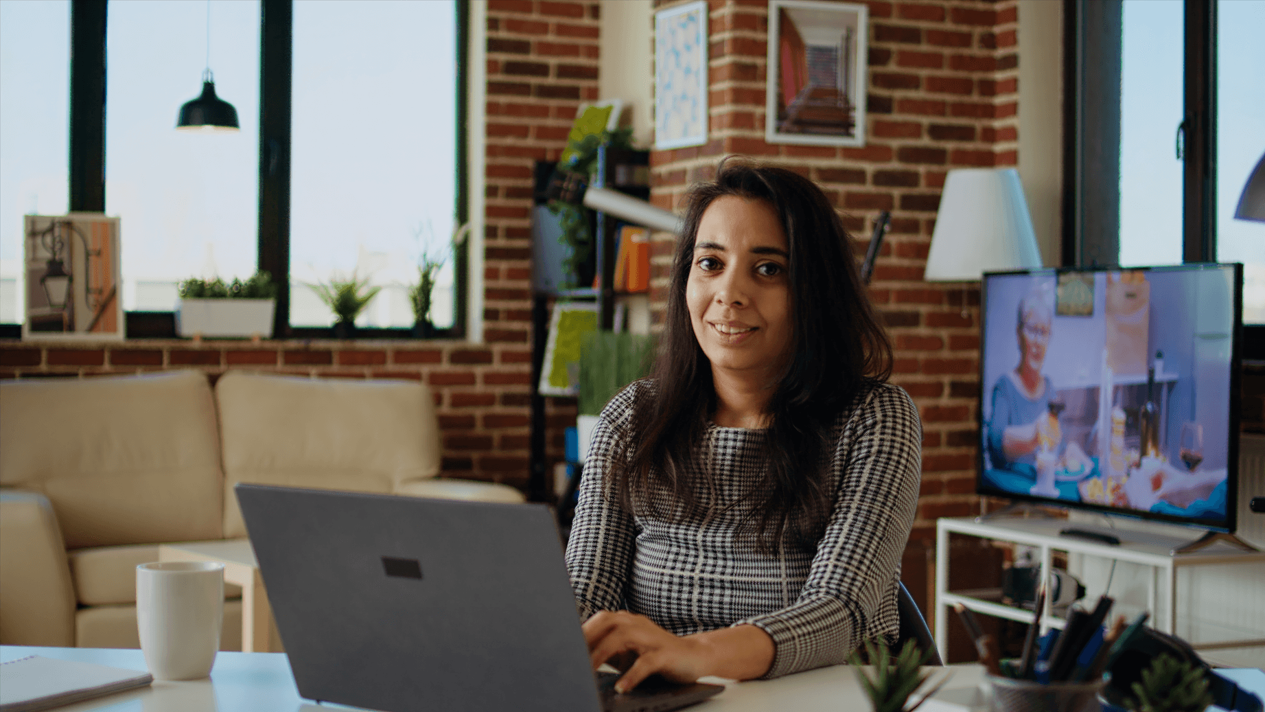 woman working with a laptop